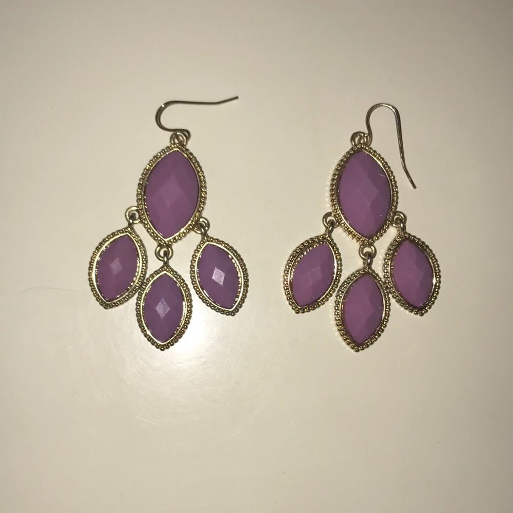 Purple statement earrings